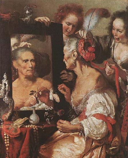 STROZZI, Bernardo Old Woman at the Mirror Norge oil painting art